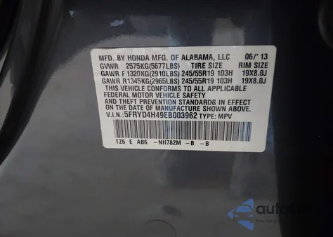 2014 Acura Mdx Technology Package из США, поврежденный, VIN 5FRYD4H49EB003962